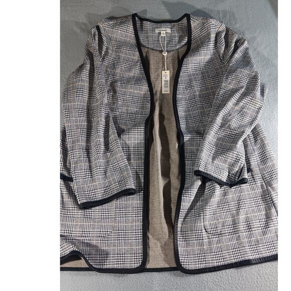 Max Studio Women’s Glen Plaid Open Front Blazer Jacket Small Black White Check - Picture 1 of 7